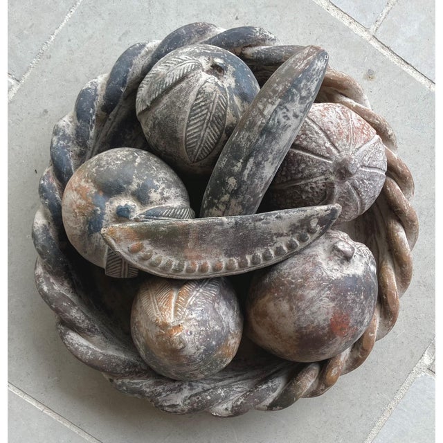 Burnt Umber Late 20th-Century Mexican Barro Rojo (Red Clay) Earthenware Centerpiece Faux Fruit Platter - 8-Pieces For Sale - Image 8 of 18
