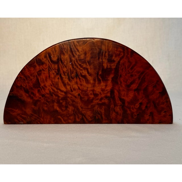 Vintage Art Deco Burl Wood Arched Letter Holder Desk Accessory For Sale - Image 12 of 12