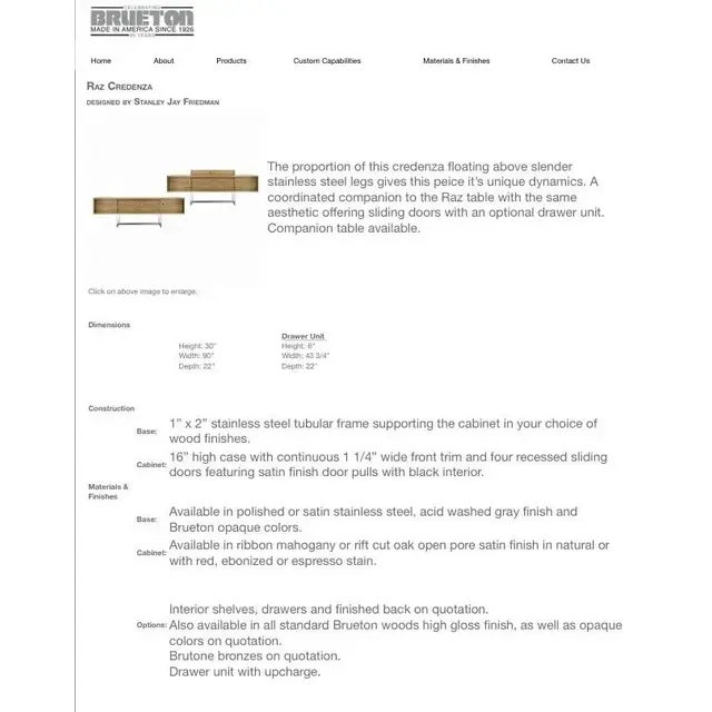 1910s Raz Credenza Designed by Stanley Jay Friedman for Brueton. For Sale - Image 9 of 9