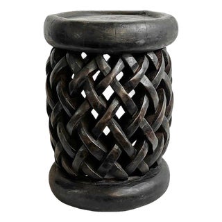 Moldern Vintage Bamileke Atool in Wood . Handmade Coffee Table for Interior Wall Decor For Sale