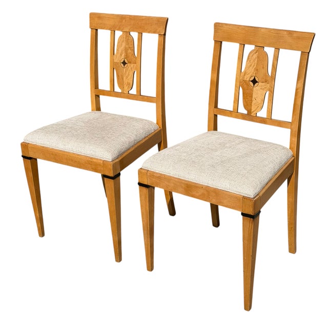 19th Century Pair of Antique Austrian Biedermeier Style Side Chairs For Sale - Image 5 of 5