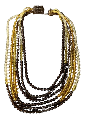 1960s Vintage Beaded Crystals and Brass Multi-Strand NeckLace by Coppola E Toppo