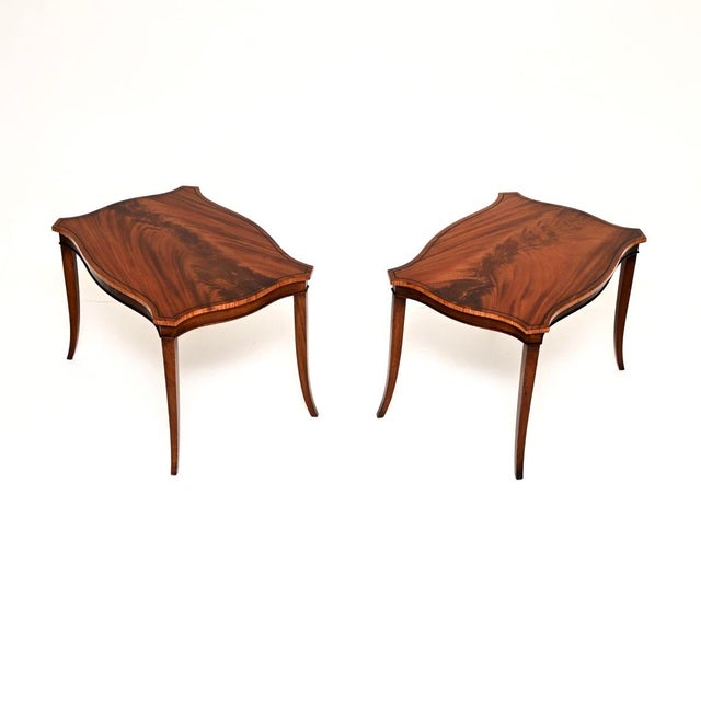 Hollywood Regency Vintage Regency Inlaid Side Tables, 1930, Set of 2 For Sale - Image 3 of 11