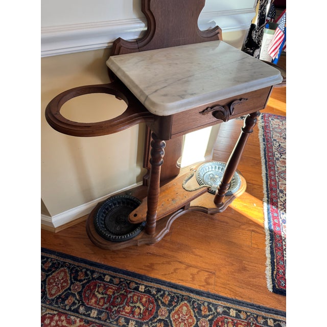 Antique Hall Tree Umbrella Stand For Sale - Image 4 of 5