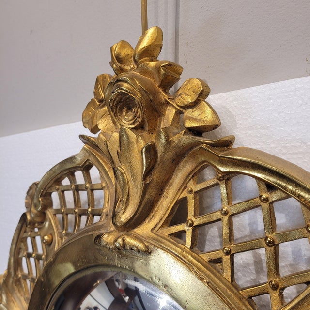 Witch Mirror Convex Mirror in Gilt Bronze Frame, 1950s For Sale - Image 10 of 18