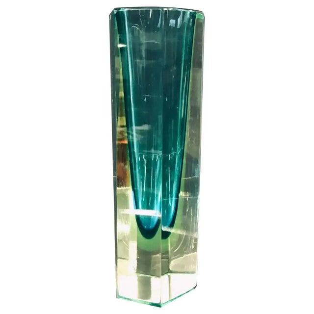 Glass Faceted Murano Sommerso Glass Vase attributed to Mandruzzato, 1969 For Sale - Image 7 of 7