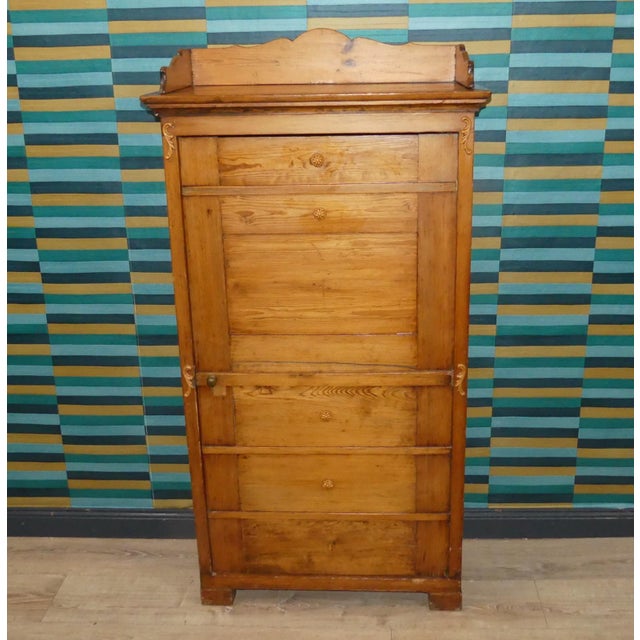 Tall Antique Biedermeier Wooden Pantry Cupboard For Sale - Image 9 of 18