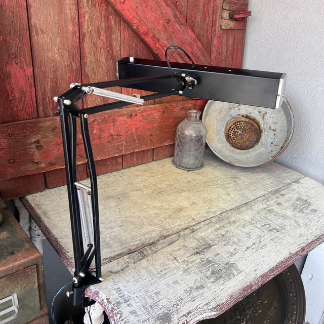 Vintage Articulating Desk Lamp With Black Metal Frame & Fluorescent Light For Sale - Image 9 of 15