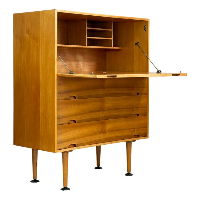 Beech Bureau with Fall-Front Desk by Robin and Lucienne Day for Hille Hilleplan, 1950s For Sale