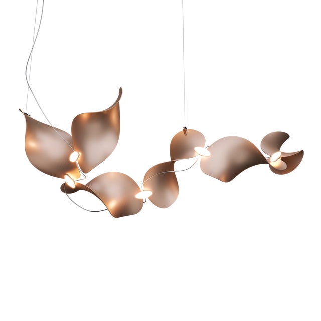 Copper Dune 6 Curve Chandelier with Shades in Copper Metallic Tone by Daniel Becker for Moss Objects For Sale - Image 8 of 8