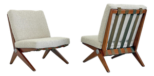 Pierre Jeanneret Scissor Lounge Chairs, Knoll, 1965, Original Cushions Included