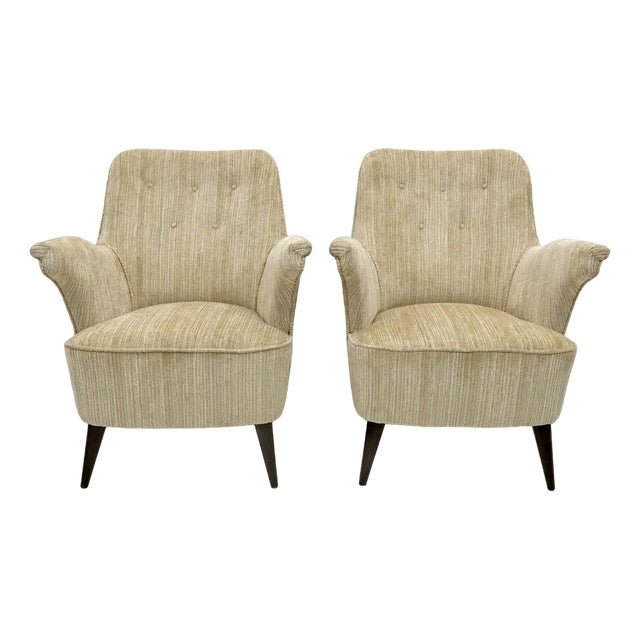 Set of Mid-Century Modern Chenille Velvet Armchairs by Nino Zoncada for Cassina, 1950s For Sale