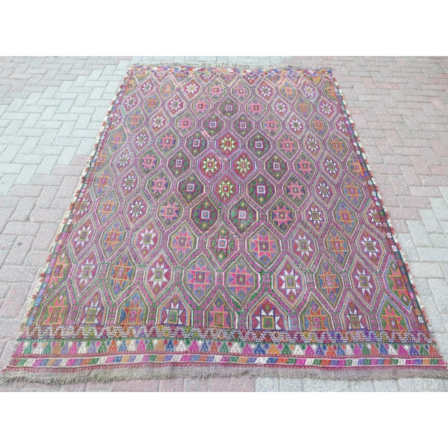 20th Century Turkish Handmade Large Boho Kilim Area Rug For Sale - Image 13 of 13