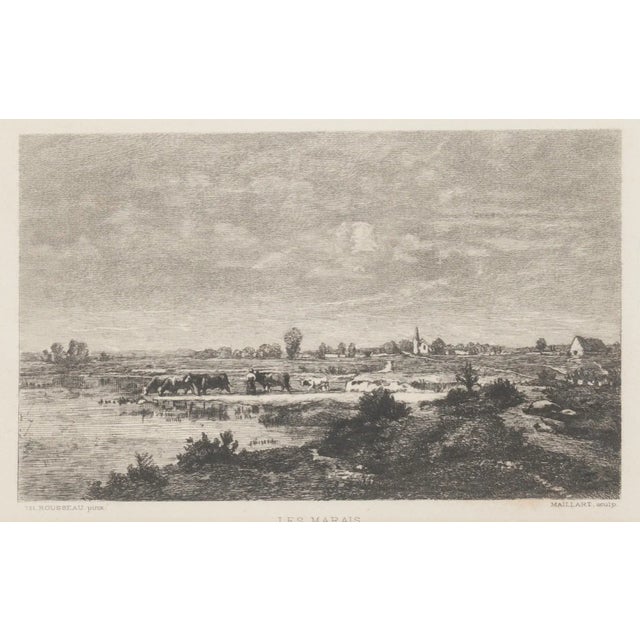 Les Marais 1880s is an original drawing in etching technique on paper, realized and by Maillart, a French engraver and...