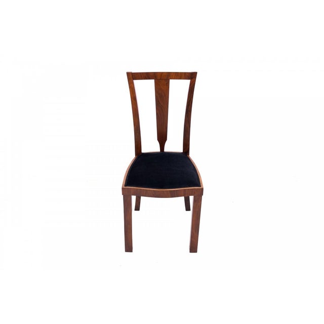 Wood Art Deco Round Table with Four Chairs, Poland, 1940s, Set of 5 For Sale - Image 7 of 18