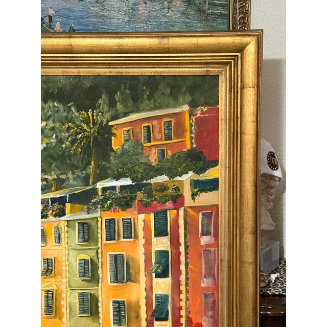 Traditional 1960s Portofino: A Jewel of the Italian Riviera, Oil Painting For Sale - Image 3 of 9