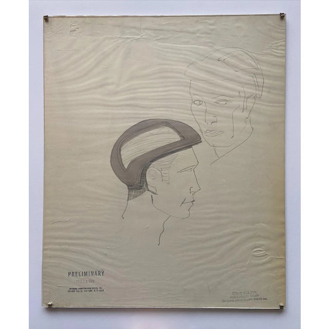 1960s Raymond Loewy and William Snaith, Helmeted Man 4 for NASA, 1969, Pencil Drawing For Sale - Image 5 of 5