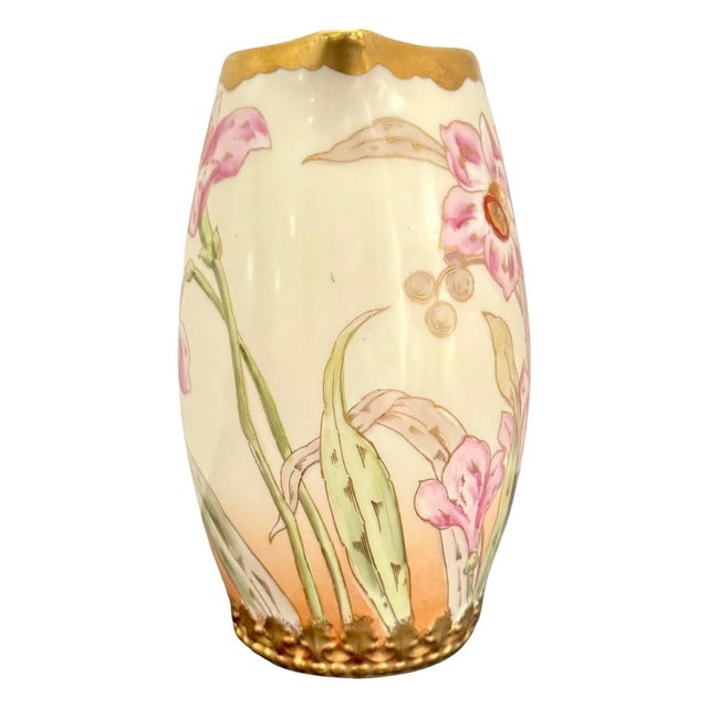 Victorian Early 1900s Elite Works Limoges Hand-Painted Narcissus Cider Pitcher For Sale - Image 3 of 8