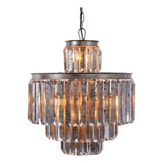 Matthew Izzo Home Crossroads Art Deco Four Tier Mercury Glass Chandelier - Medium For Sale