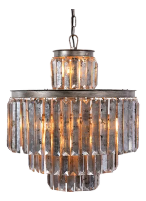 Matthew Izzo Home Crossroads Art Deco Four Tier Mercury Glass Chandelier - Medium
