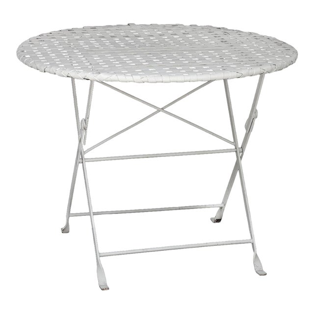 Antique Folding Garden Table W/Iron Lattice Top For Sale