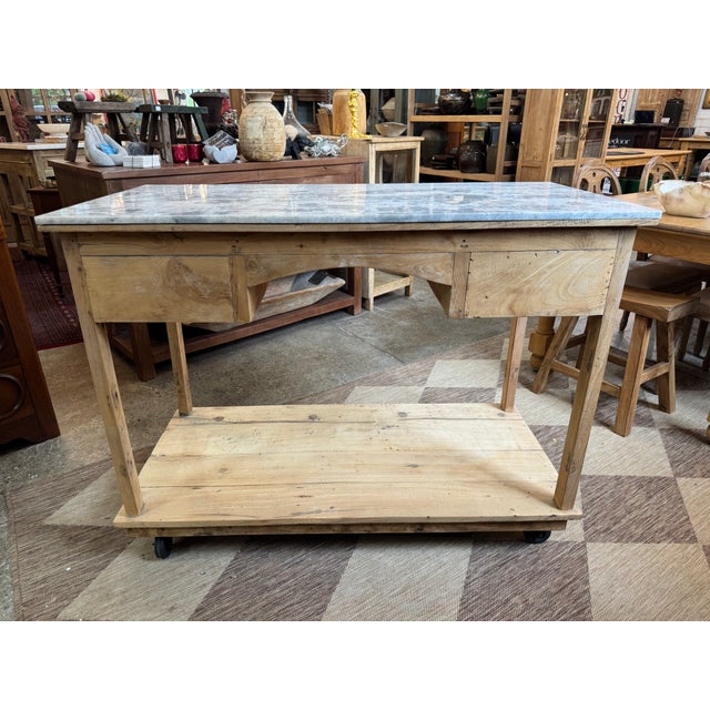 Marble Top Island by Adoorne For Sale - Image 4 of 11
