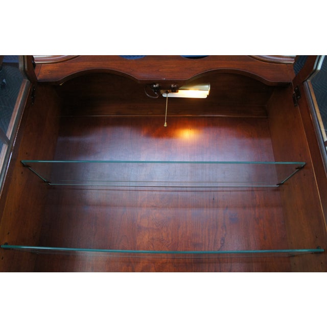 Wood 1970s Pennsylvania House English Chippendale Cherry Secretary Writing Desk Bookcase For Sale - Image 7 of 15