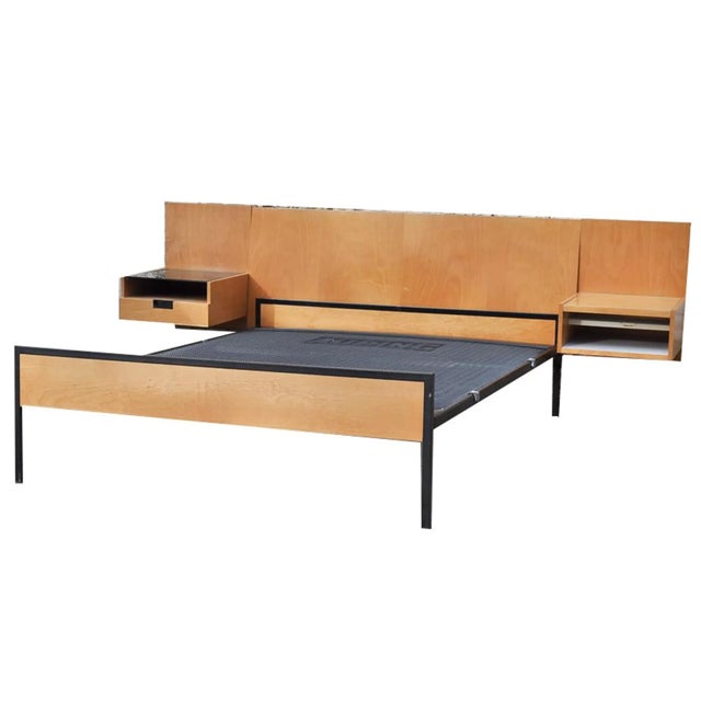 Birch and Metal Bed by Cees Braakman for Pastoe, 1950s For Sale - Image 14 of 14