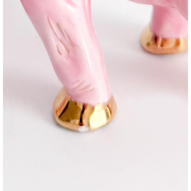 Pink Hollywood Regency Style Glossy Pink and Gold Elephant Figurine For Sale - Image 8 of 8