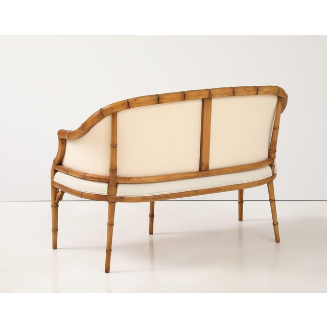 Wood Faux Bamboo Carved Wood Settee, France Mid 20th C. For Sale - Image 7 of 12