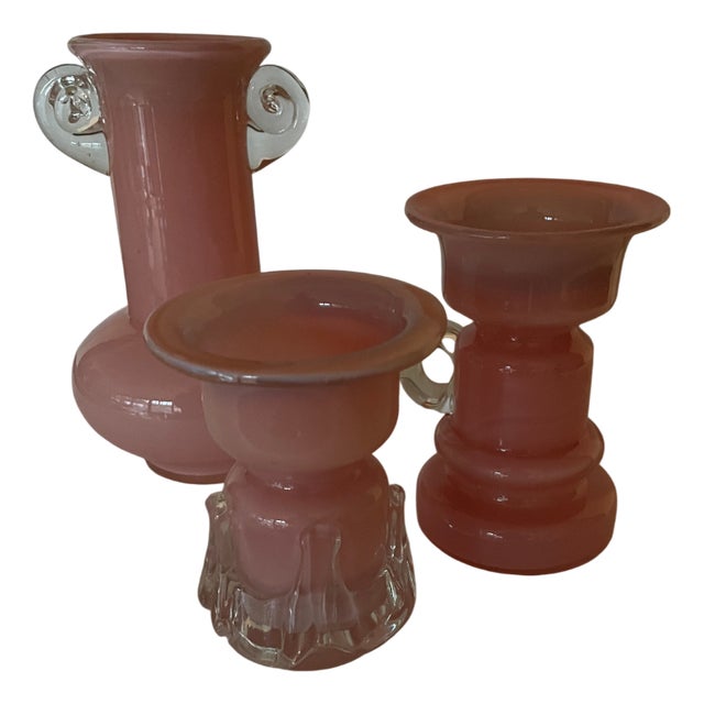 Vintage Vases in Glass, 1970s, Set of 3 For Sale