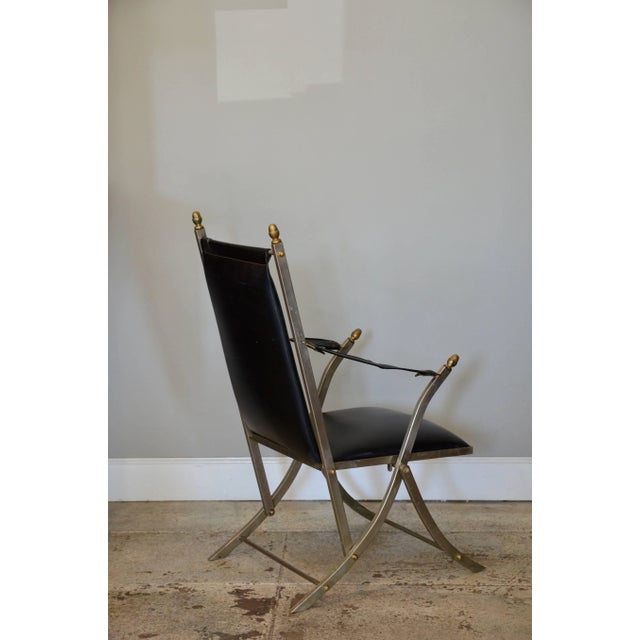 1960s 1960s Vintage Maison Jansen Style Folding Campaign Armchairs- A Pair For Sale - Image 5 of 10