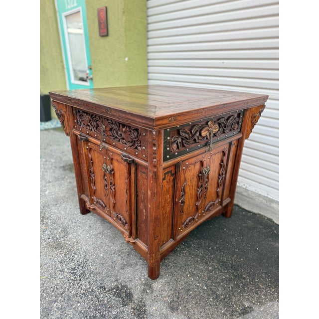 Antique Chinese Shanxi Province Winged Cabinet Table For Sale - Image 10 of 15