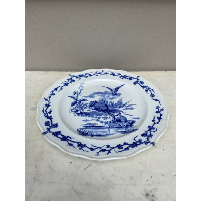 Victorian English Blue & White Plate Eagle & Frog Brown Westhead and Moore, Circa 1890 For Sale - Image 3 of 5