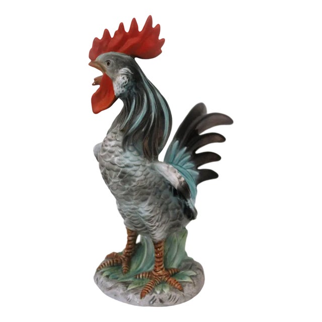 Ceramic Rooster Sculpture by Ronza, 1940 For Sale