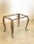 Cristal Art coffee table 50's, iron structure lacquered copper color, cut and engraved glass top painted in the same...