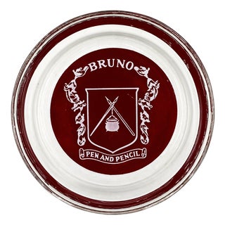 Vintage Bruno Pen and Pencil Nyc Restaurant Glass Ashtray For Sale