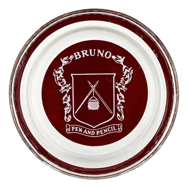 Vintage Bruno Pen and Pencil Nyc Restaurant Glass Ashtray For Sale
