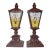 Pair of Antique Vintage Ornate Reverse Painted Glass Metal Table Boudoir Lamps For Sale