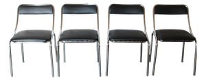 Black Dining Chairs, 1970s, Set of 4