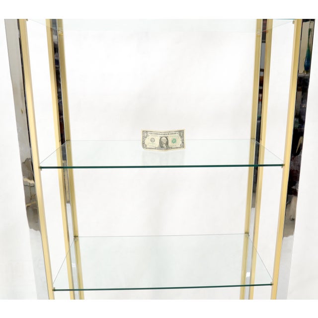 Pair of Chrome Brass and Glass Mid-Century Modern Étagères For Sale - Image 9 of 10