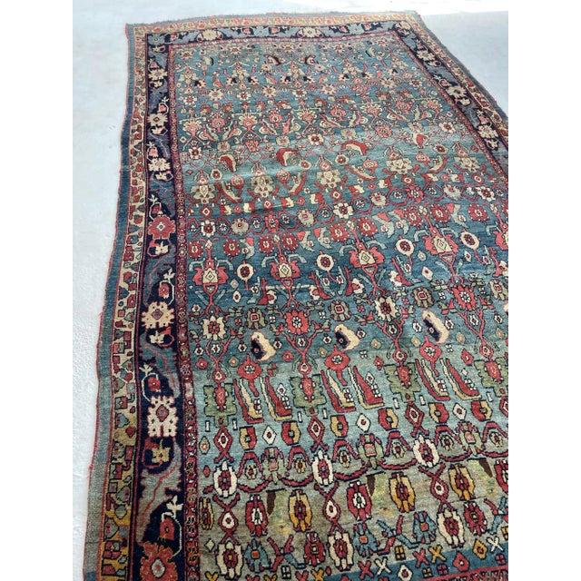 Blue Late 1800's Naive Halvi Bijar Rug - 5.10 X 10.3 For Sale - Image 8 of 12