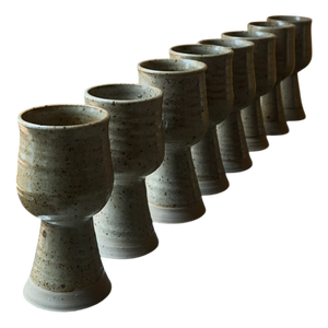 Handmade Speckled Stoneware Goblets, Set of 8