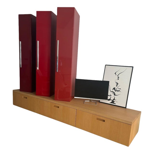 Wall Composition in Oak and Glossy Lacquer by Cappellini, 2010s For Sale