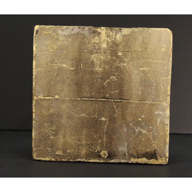 19th C. Persian Glazed Earthenware Polychrome Tile With Man's Portrait For Sale - Image 9 of 11