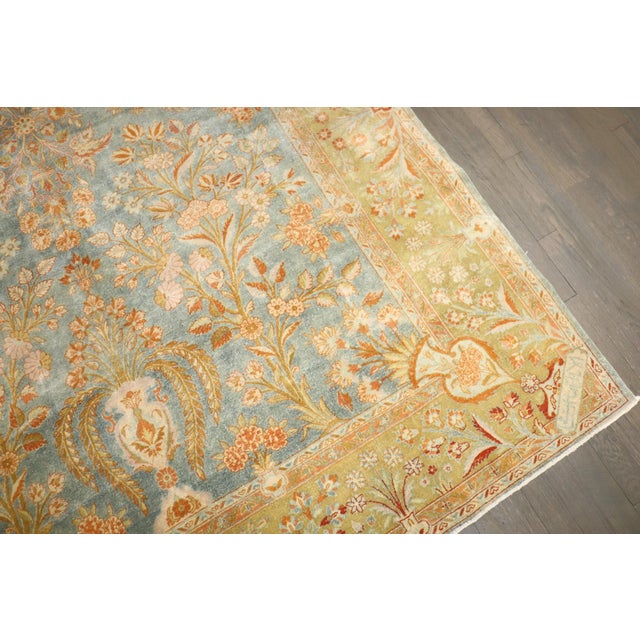 Blue Manchester Wool Signed Persian Kashan Carpet rug no. j4289 For Sale - Image 8 of 11