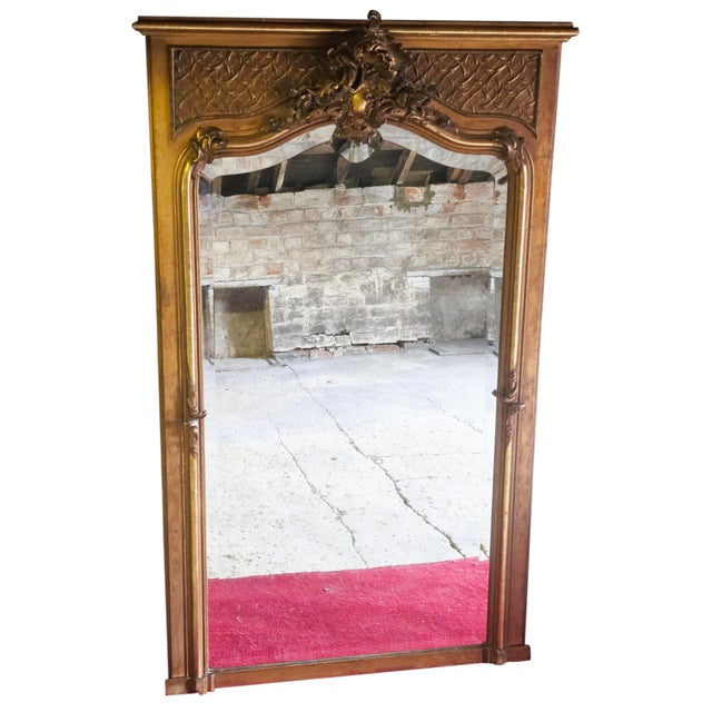 Gold Antique Overmantle Gilt Wall Mirror, 1890s For Sale - Image 8 of 8