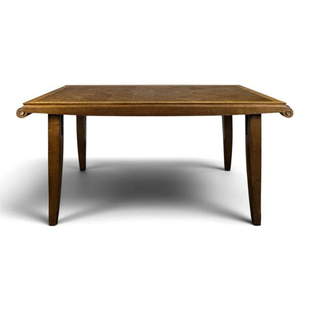 Extendable Oak Table with a Cube Marquetry Top, 1940s For Sale - Image 10 of 10