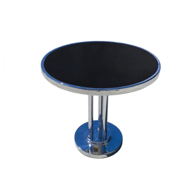 1930s Art Deco Machine Age Chrome Accent Center Side Table Wolfgang Hoffmann for Howell Streamline Restored For Sale - Image 9 of 12