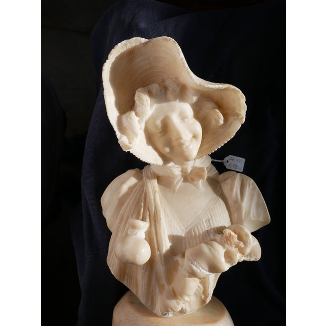 Early 20th Century Marble Bust of a Young Girl Sculpture For Sale - Image 12 of 15
